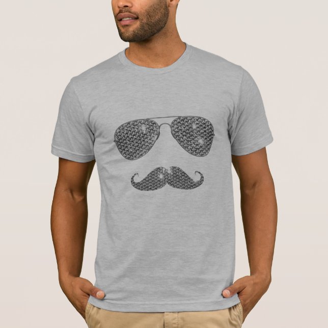 T-shirt Moustache drôle de diamant avec des verres (Devant)