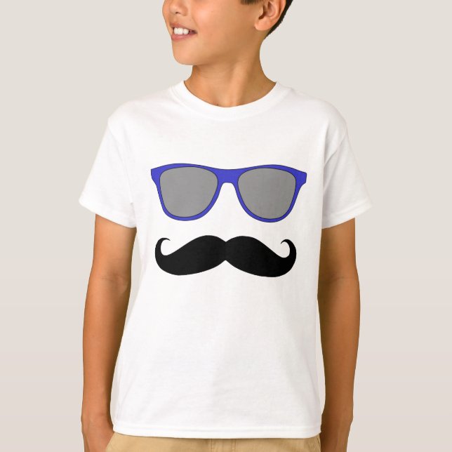 T-shirt Moustache et humeur bleue de lunettes de soleil (Devant)