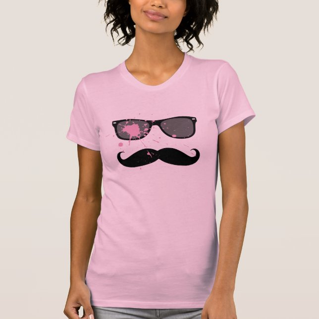 T-shirt Moustache et lunettes de soleil drôles (Devant)