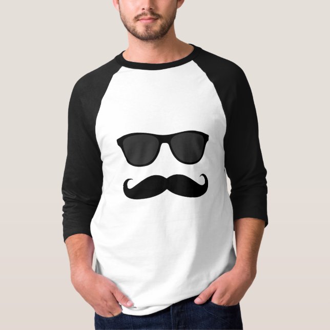 T-shirt Moustache et lunettes de soleil drôles (Devant)