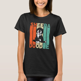 T-shirt Mouton drôle Sheepadoodle Poodle noir rétro Doodle