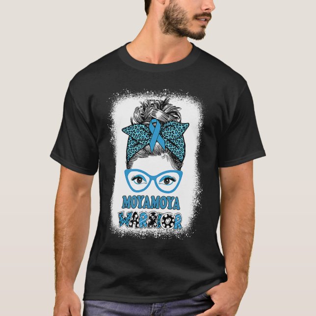 T-shirt Moyamoya Maladie Sensibilisation Messy Bun Blue Ri (Devant)