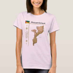 T-Shirt Mozambique Carte + Drapeau + Titre
