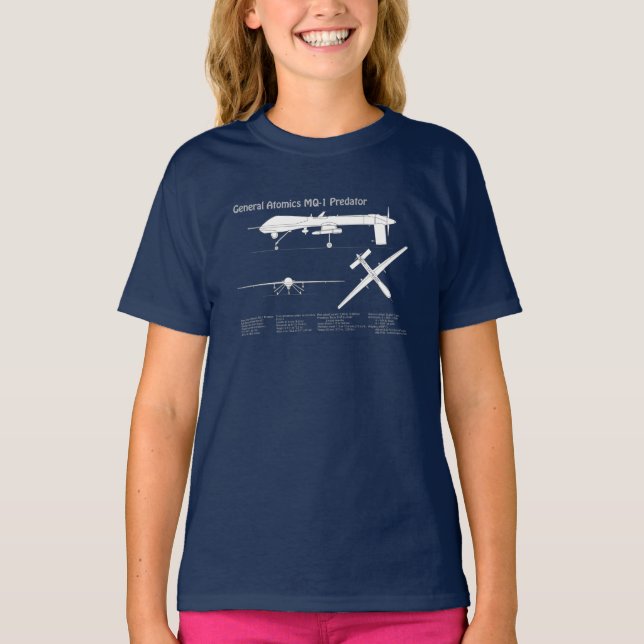 T-shirt MQ-1 Predator UAV- Plan d'avion ABD (Devant)