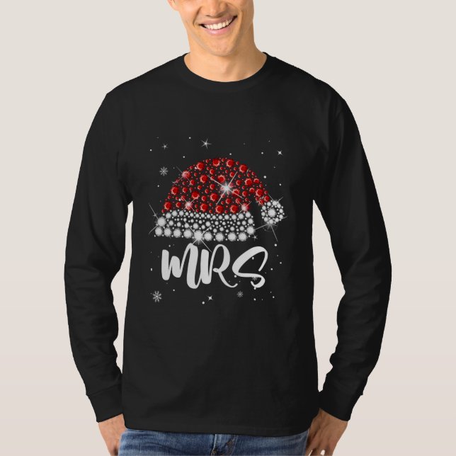 T-shirt Mr And Mrs Claus Santa Hat Diamond Funny (Devant)