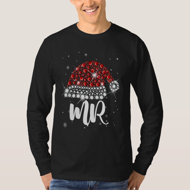 T-shirt Mr And Mrs Santa Hat Christmas Couples Matching Pa (Devant)