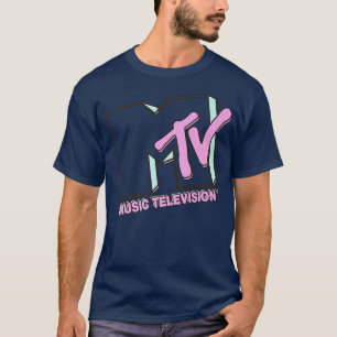 T-shirt MTV Music Télévision Mot Rétro Stoppe Avant et arr