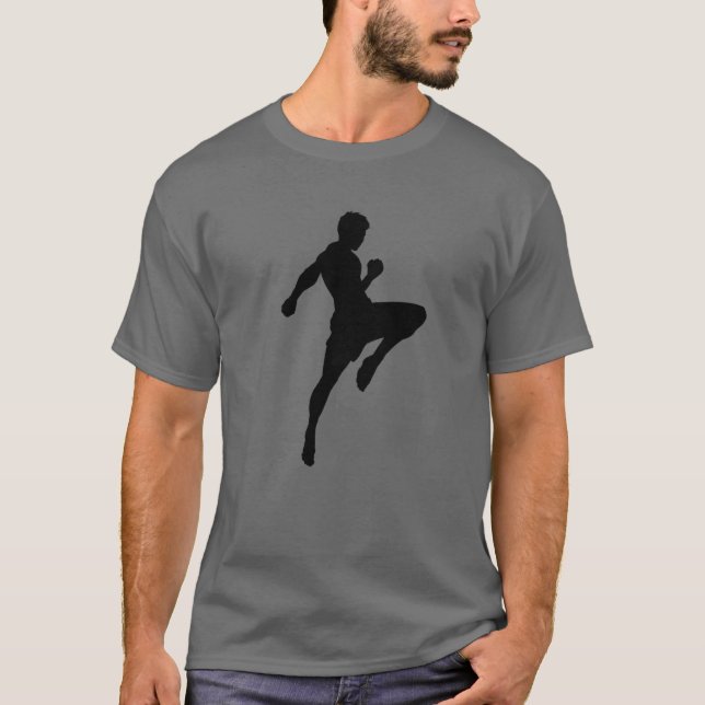 T-shirt Muay Thai Silhouette Boxe Funny Arts Martiaux Gif (Devant)
