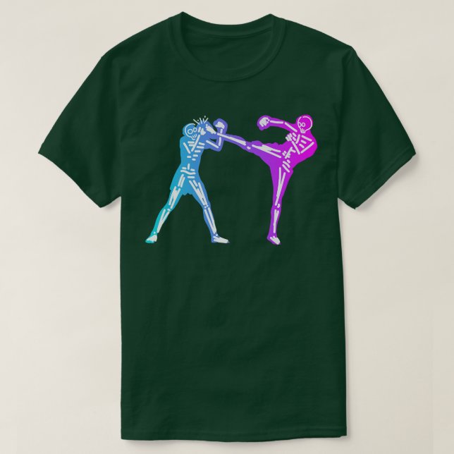 T-shirt Muay Thai Skeleton MMA Halloween Kickboing  (Design devant)