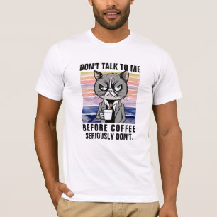 T-shirt Mug Chat Drôle - Ne Parlez Pas Avant le Café Sarca