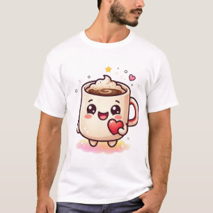 T-shirt Mug Chocolat Chaud Mignon Kawaii avec Vecteur de C