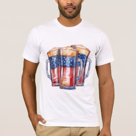 T-SHIRT MUGS BLEU BLANC ROUGE PATRIOTIQUE DE BIÈRE