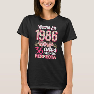 T-shirt Mujer 36 Cumpleaños Regalo Hecha En 1986 Floral 36