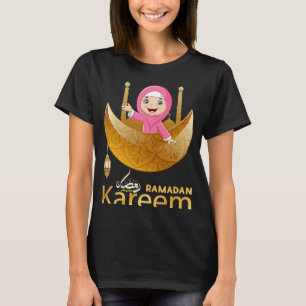 T-shirt Mulim Hijabi Fille Jeûner Ramadan Moubarak Kareem