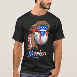 T-shirt Mullet de baseball 4 juillet pères du drapeau amér