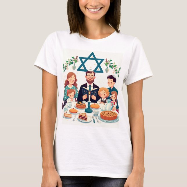 T-shirt Multicolor Family Hanukkah (Devant)