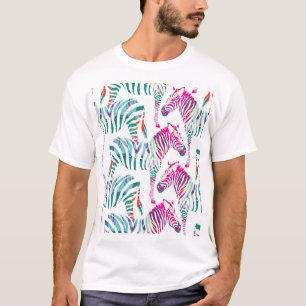 T-shirt Multicolor Zebra : Fashion Jungle Print.