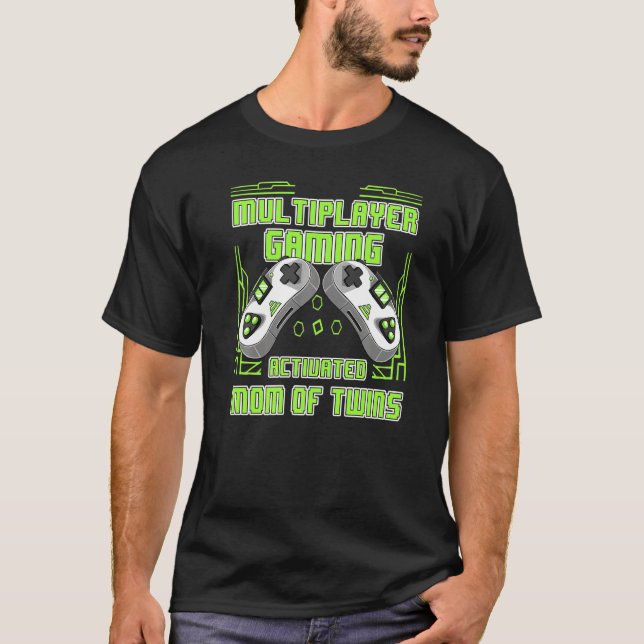 T-shirt Multiplayer Gaming Mom Of Twins Video Gamer Mother (Devant)