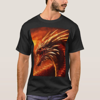 T-shirt Mur de feu de dragon - Design de feu et de feu