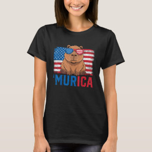 T-shirt Murica Capybara USA Drapeau Lunettes de soleil Pat