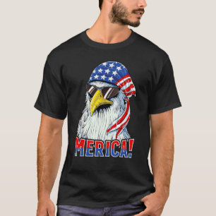 T-shirt Murica Eagle Mullet American Usa Drapeau Lunettes 