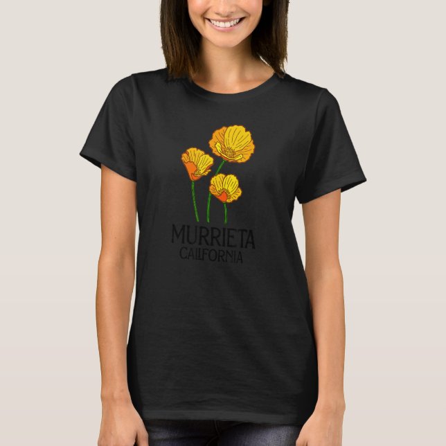 T-shirt Murrieta California CA Poppy Flower State City Vin (Devant)