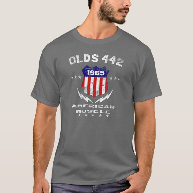 T-shirt Muscle 1965 américain d'Olds 442 v3 (Devant)