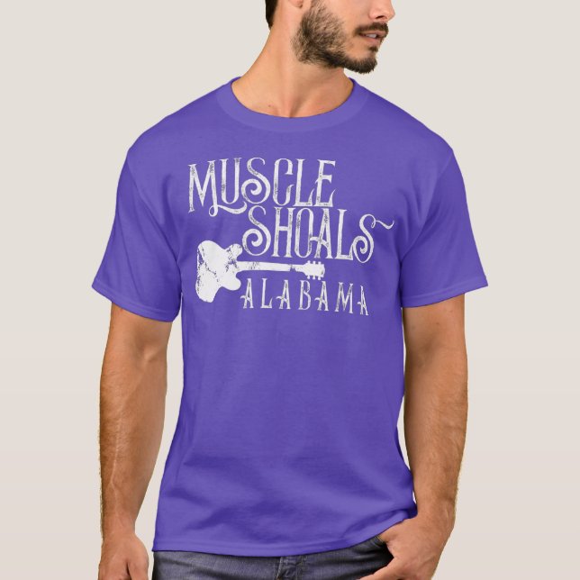 T-shirt Muscle Shoals Alabama With Guitar Swampy Soul (Devant)
