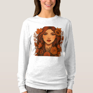 T-shirt Muse d'automne - Femme aux fleurs d'automne