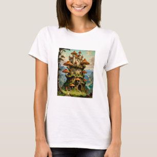 T-shirt Mushroom Castle Imaginaire Art Whimsical Desi