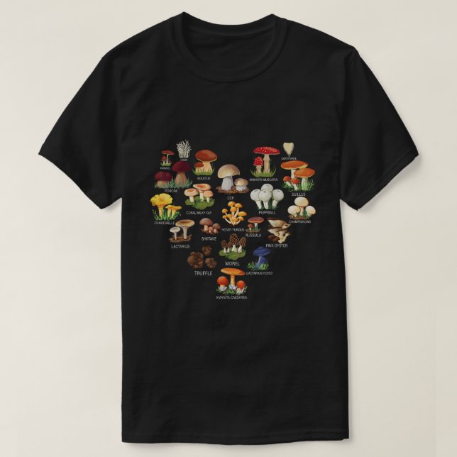 T-shirt Mushroom Mycology Chart Fungi Lover Shirt (Design devant)