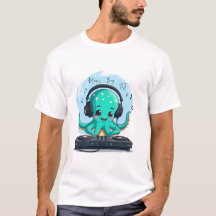 Music Boy, Happy Octopus DJ T-Shirt, Fête
