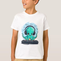 Music Boy, Happy Octopus DJ T-Shirt, Fête