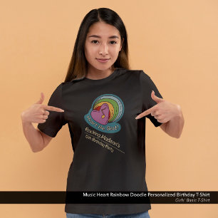 T-shirt Music Heart Rainbow Doodle Personnalisé Anniversai