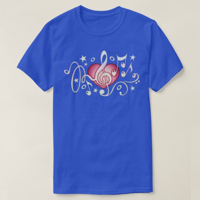 T-shirt Music heart treclef notes musicales basse son p (Design devant)