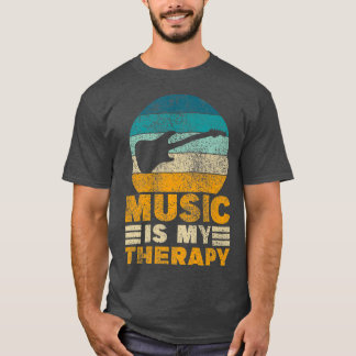 T-shirt Music Is My TherapyFunny Instrument Electric Bass