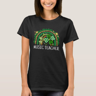 T-shirt Music Teacher Rainbow Lucky St Patrick's Day Shamr