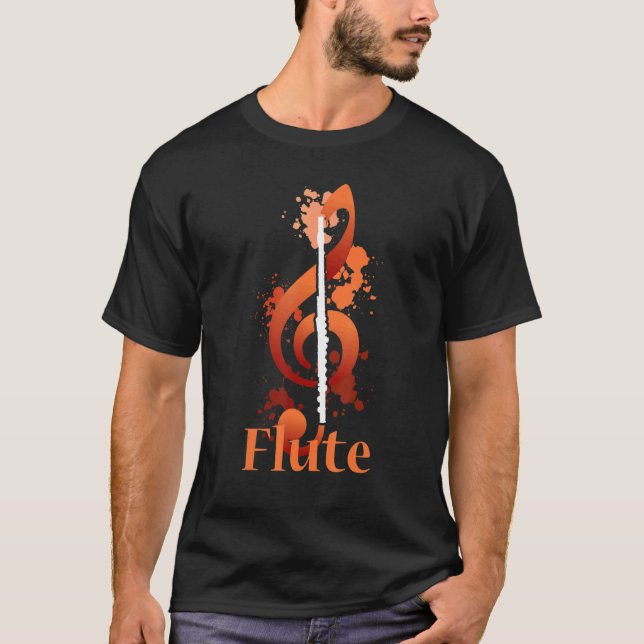 T-shirt Musical Note Flute Flutist Musician (Devant)