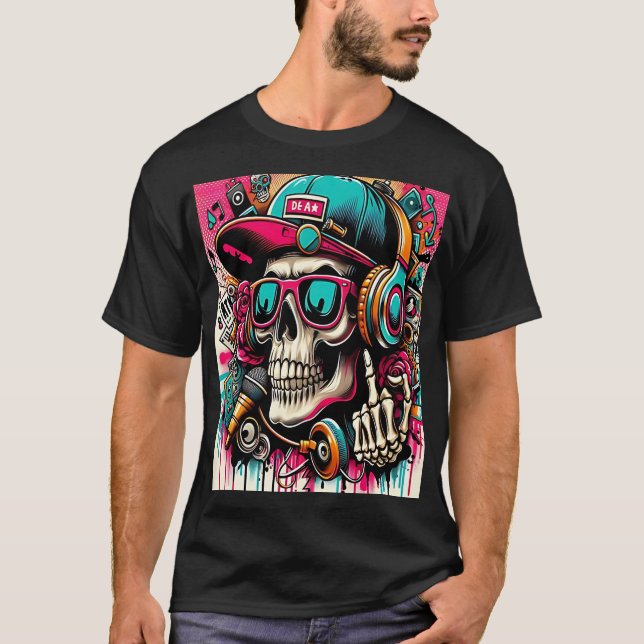 T-shirt Musical Skull: The Art of Sound and Style (Devant)