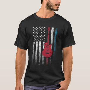 T-shirt Musicien de guitare 4 juillet Drapeau américain