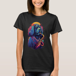 T-shirt Musicien de jazz Saxophone de chien de Terre-Neuve
