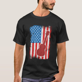 T-shirt Musicien De Ukulélé Usa 4 Juillet