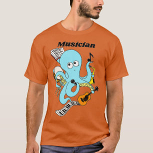 T-shirt Musicien mignon et amusant Conception d'Octopus