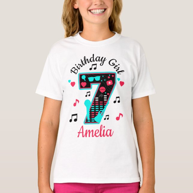 T-shirt Musique Anniversaire Fille SEPT 7| Conception pers (Devant)