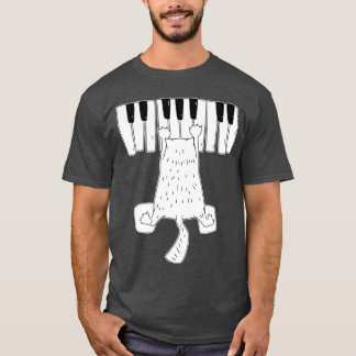 T-shirt Musique Chat Jouer Sur Piano Musical Notes famille