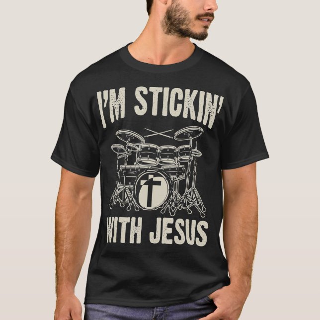 T-shirt Musique Chrétienne Drôle Drum Jesus Rock Drummer G (Devant)