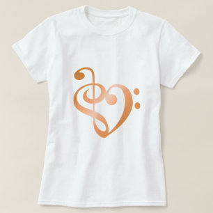 T-shirt Musique Coeur Cuivre en forme de coeur d'amour