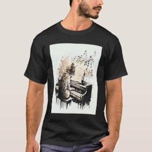T-shirt Musique cool et chats Chat Jouer Piano Musique Not