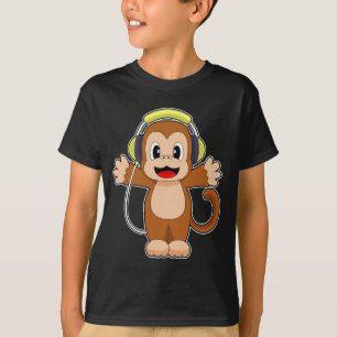 T-shirt Musique de casque de musicien singe