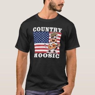T-shirt musique de country vache drôle jouant de la guitar